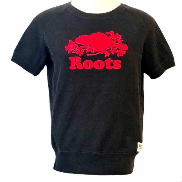 Roots Sweaters - ROOTS Logo Short Sleeve Crew Neck Pullover Sweater Top